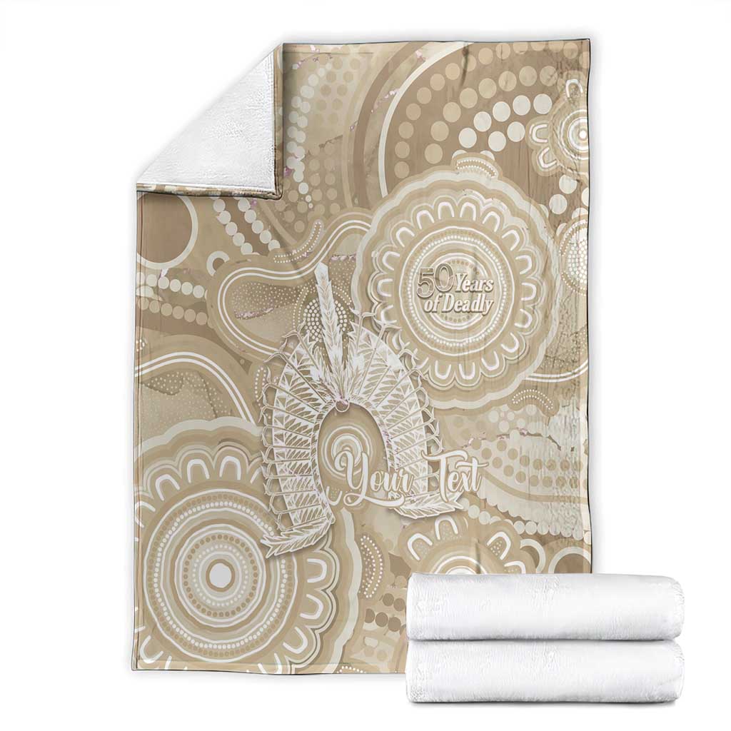50 Years Deadly NAIDOC Week 2026 Personalised Blanket Dhari Beige Indigenous Art