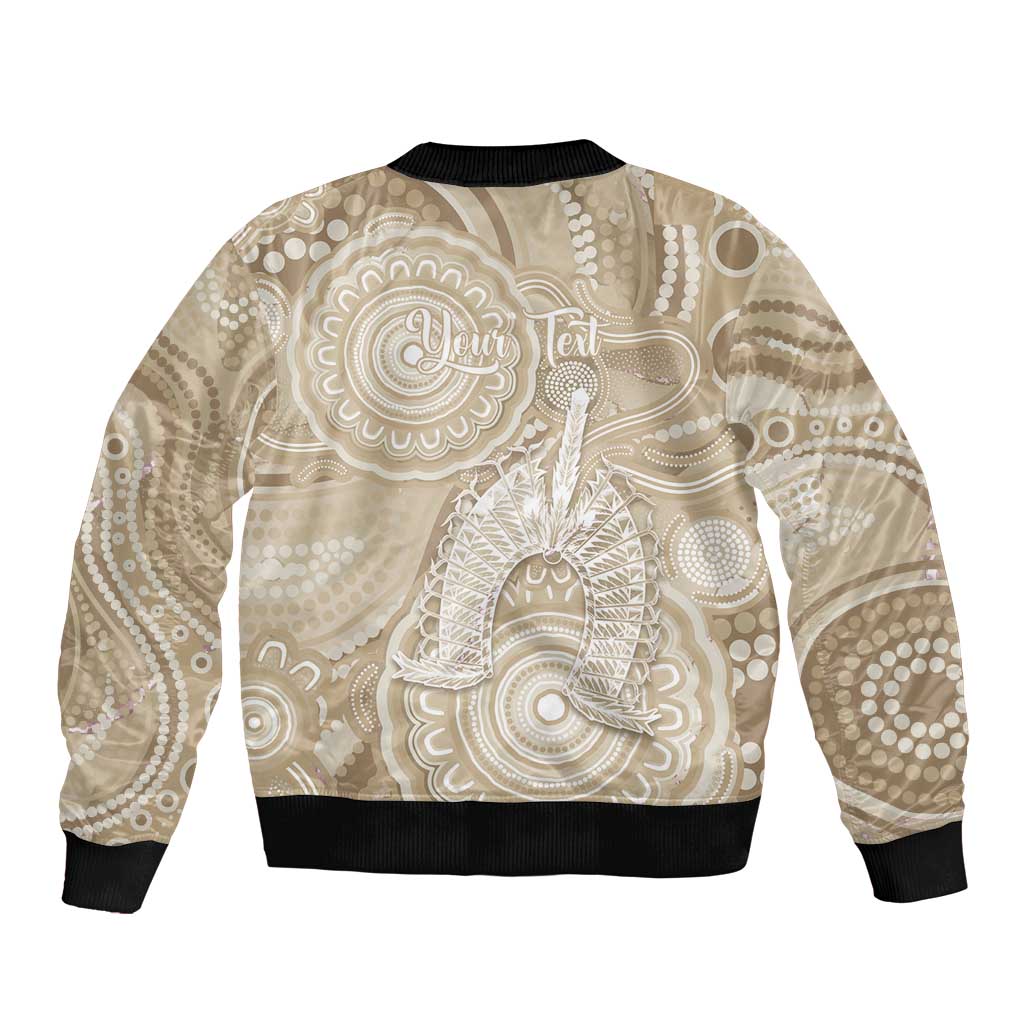 50 Years Deadly NAIDOC Week 2026 Personalised Bomber Jacket Dhari Beige Indigenous Art