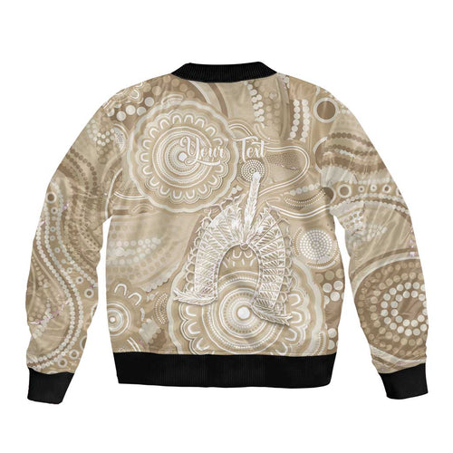 50 Years Deadly NAIDOC Week 2026 Personalised Bomber Jacket Dhari Beige Indigenous Art