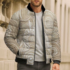 50 Years Deadly NAIDOC Week 2026 Personalised Bomber Puffer Jacket Dhari Beige Indigenous Art
