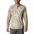 50 Years Deadly NAIDOC Week 2026 Personalised Button Sweatshirt Dhari Beige Indigenous Art