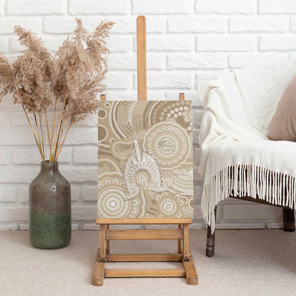 50 Years Deadly NAIDOC Week 2026 Personalised Canvas Wall Art Dhari Beige Indigenous Art