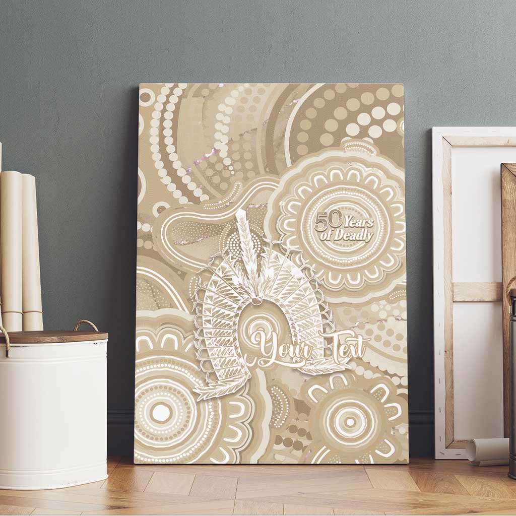 50 Years Deadly NAIDOC Week 2026 Personalised Canvas Wall Art Dhari Beige Indigenous Art
