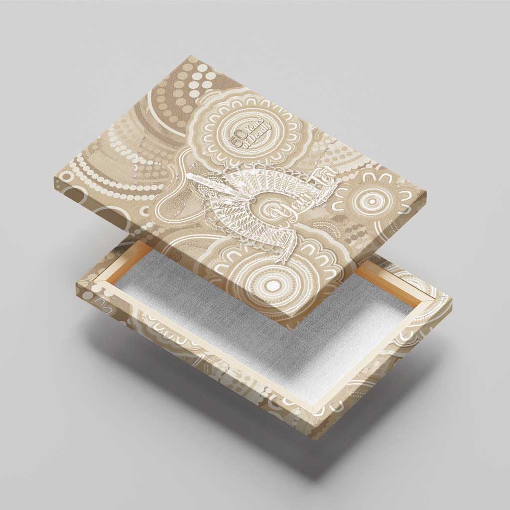 50 Years Deadly NAIDOC Week 2026 Personalised Canvas Wall Art Dhari Beige Indigenous Art