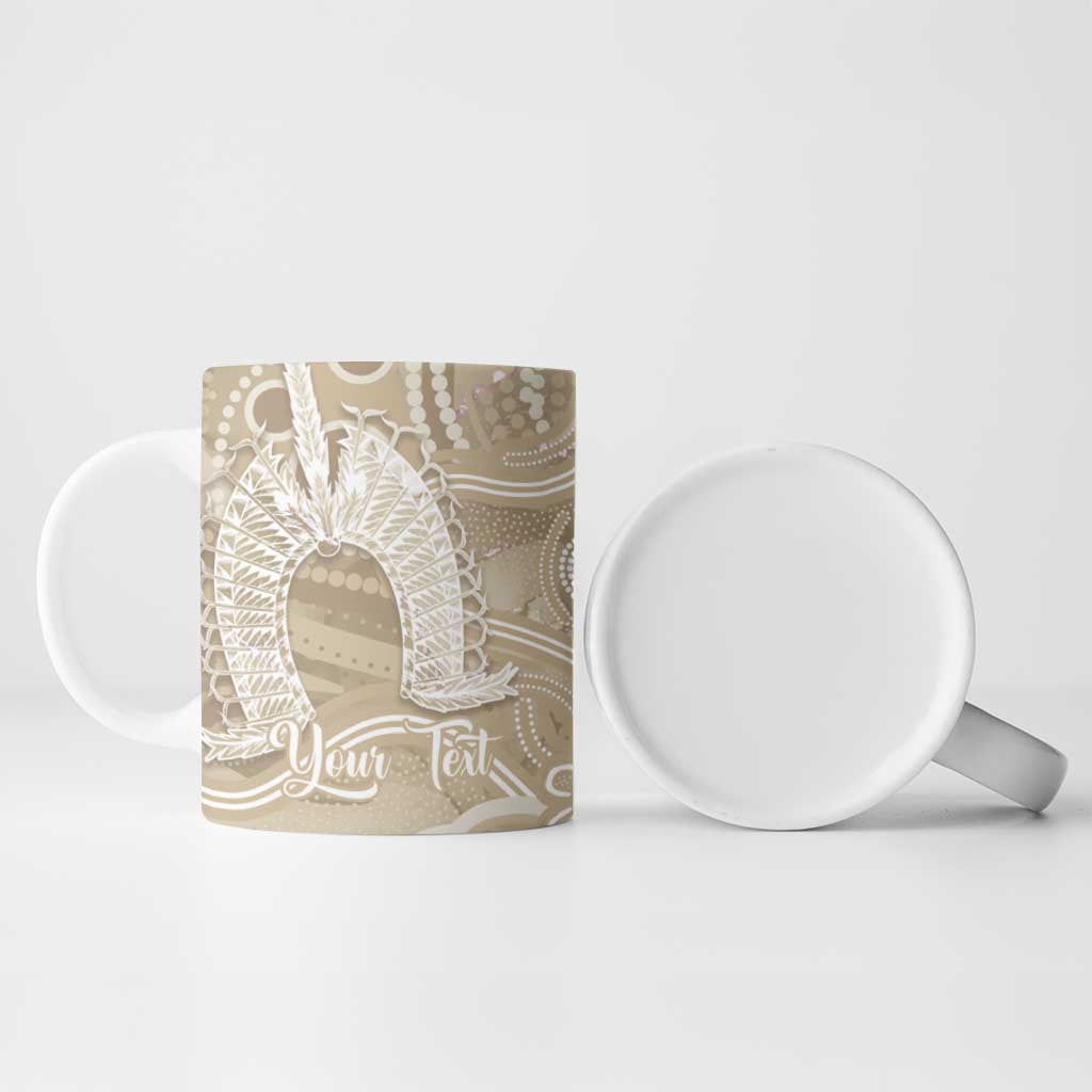 50 Years Deadly NAIDOC Week 2026 Personalised Ceramic Mug Dhari Beige Indigenous Art