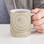 50 Years Deadly NAIDOC Week 2026 Personalised Ceramic Mug Dhari Beige Indigenous Art