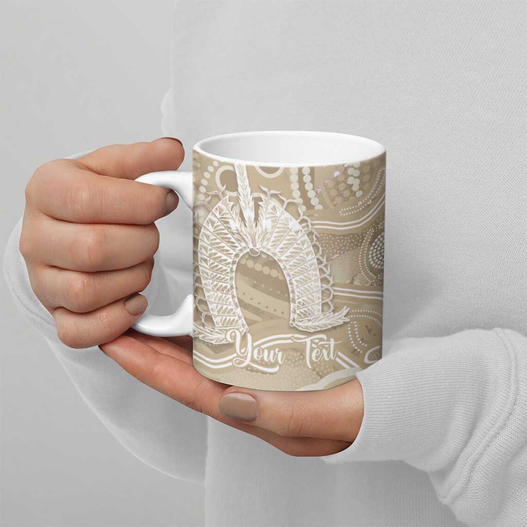 50 Years Deadly NAIDOC Week 2026 Personalised Ceramic Mug Dhari Beige Indigenous Art