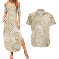 50 Years Deadly NAIDOC Week 2026 Personalised Couples Matching Summer Maxi Dress and Hawaiian Shirt Dhari Beige Indigenous Art