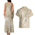 50 Years Deadly NAIDOC Week 2026 Personalised Couples Matching Tank Maxi Dress and Hawaiian Shirt Dhari Beige Indigenous Art