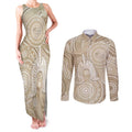 50 Years Deadly NAIDOC Week 2026 Personalised Couples Matching Tank Maxi Dress and Long Sleeve Button Shirt Dhari Beige Indigenous Art