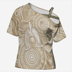 50 Years Deadly NAIDOC Week 2026 Personalised Cross Shoulder Shirt Dhari Beige Indigenous Art