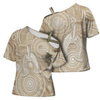 50 Years Deadly NAIDOC Week 2026 Personalised Cross Shoulder Shirt Dhari Beige Indigenous Art