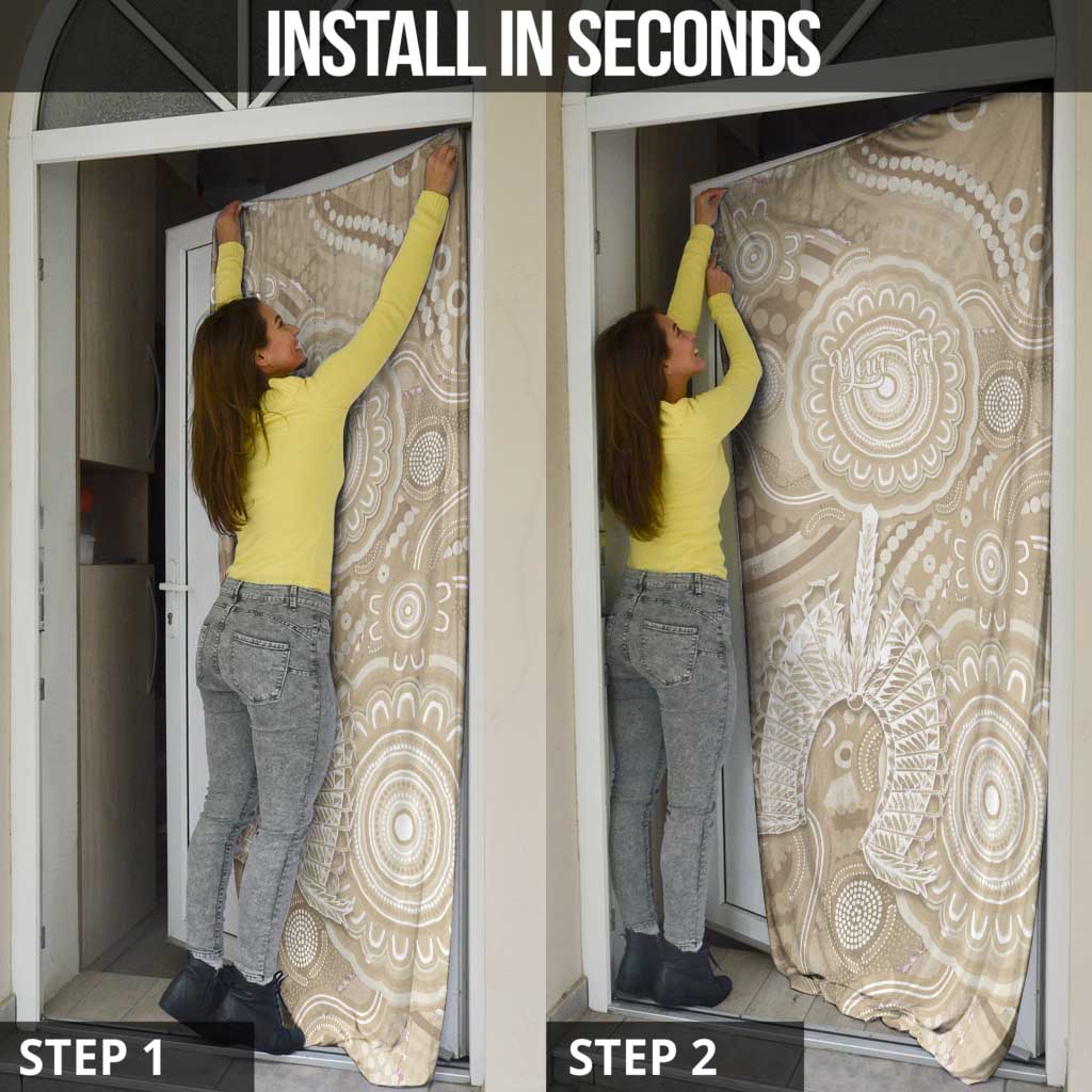 50 Years Deadly NAIDOC Week 2026 Personalised Door Cover Dhari Beige Indigenous Art