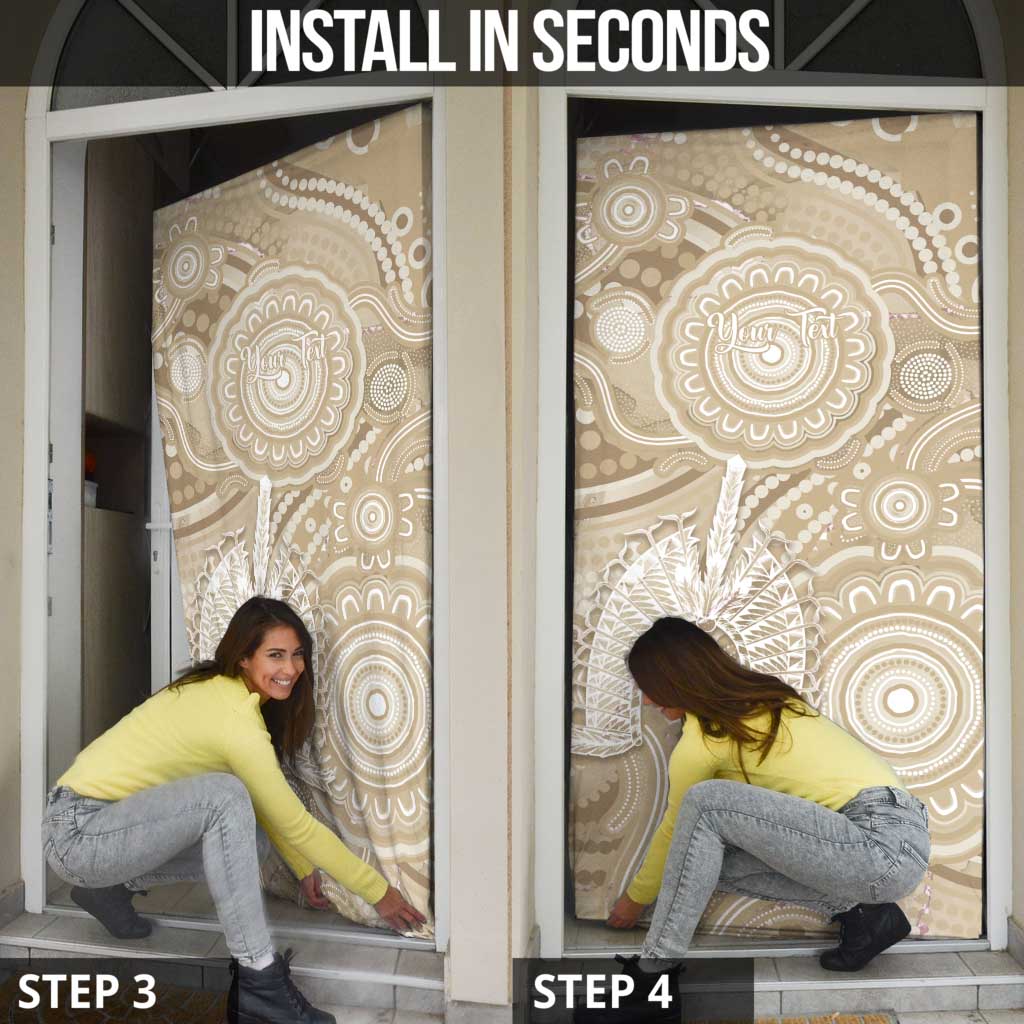 50 Years Deadly NAIDOC Week 2026 Personalised Door Cover Dhari Beige Indigenous Art