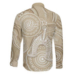 50 Years Deadly NAIDOC Week 2026 Personalised Family Matching Off Shoulder Short Dress and Hawaiian Shirt Dhari Beige Indigenous Art