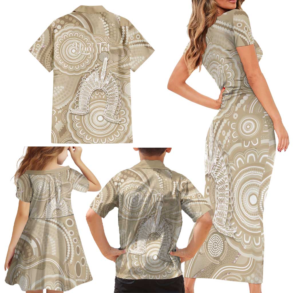 50 Years Deadly NAIDOC Week 2026 Personalised Family Matching Short Sleeve Bodycon Dress and Hawaiian Shirt Dhari Beige Indigenous Art