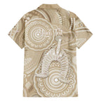 50 Years Deadly NAIDOC Week 2026 Personalised Family Matching Short Sleeve Bodycon Dress and Hawaiian Shirt Dhari Beige Indigenous Art