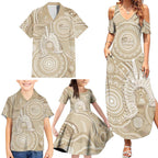 50 Years Deadly NAIDOC Week 2026 Personalised Family Matching Summer Maxi Dress and Hawaiian Shirt Dhari Beige Indigenous Art