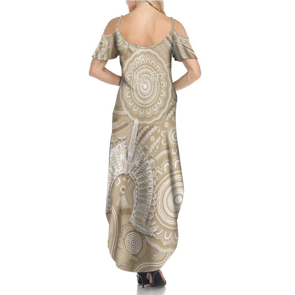 50 Years Deadly NAIDOC Week 2026 Personalised Family Matching Summer Maxi Dress and Hawaiian Shirt Dhari Beige Indigenous Art