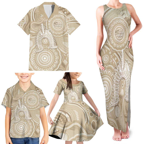 50 Years Deadly NAIDOC Week 2026 Personalised Family Matching Tank Maxi Dress and Hawaiian Shirt Dhari Beige Indigenous Art