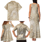 50 Years Deadly NAIDOC Week 2026 Personalised Family Matching Tank Maxi Dress and Hawaiian Shirt Dhari Beige Indigenous Art