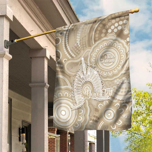 50 Years Deadly NAIDOC Week 2026 Personalised Garden Flag Dhari Beige Indigenous Art