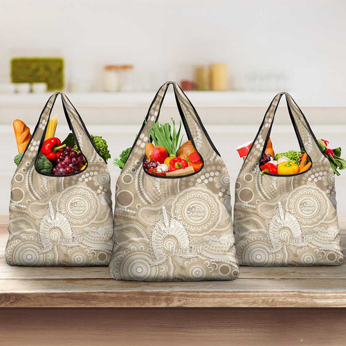 50 Years Deadly NAIDOC Week 2026 Personalised Grocery Bag Dhari Beige Indigenous Art