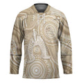 50 Years Deadly NAIDOC Week 2026 Personalised Hockey Jersey Dhari Beige Indigenous Art