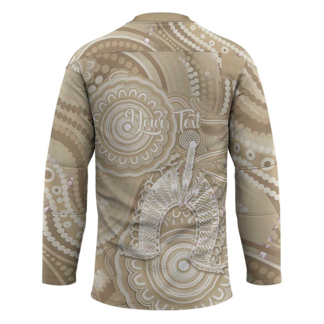 50 Years Deadly NAIDOC Week 2026 Personalised Hockey Jersey Dhari Beige Indigenous Art