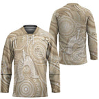 50 Years Deadly NAIDOC Week 2026 Personalised Hockey Jersey Dhari Beige Indigenous Art