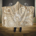 50 Years Deadly NAIDOC Week 2026 Personalised Hooded Blanket Dhari Beige Indigenous Art