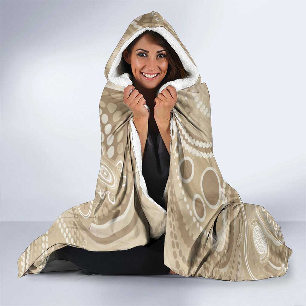 50 Years Deadly NAIDOC Week 2026 Personalised Hooded Blanket Dhari Beige Indigenous Art
