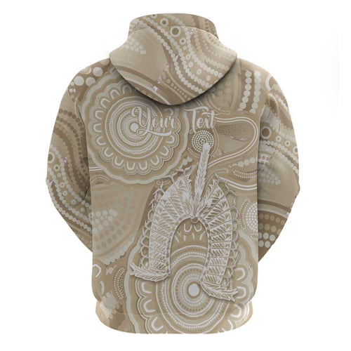 50 Years Deadly NAIDOC Week 2026 Personalised Hoodie Dhari Beige Indigenous Art