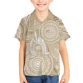50 Years Deadly NAIDOC Week 2026 Personalised Kid Hawaiian Shirt Dhari Beige Indigenous Art