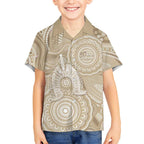 50 Years Deadly NAIDOC Week 2026 Personalised Kid Hawaiian Shirt Dhari Beige Indigenous Art