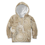 50 Years Deadly NAIDOC Week 2026 Personalised Kid Hoodie Dhari Beige Indigenous Art