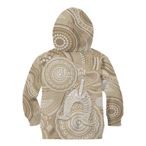 50 Years Deadly NAIDOC Week 2026 Personalised Kid Hoodie Dhari Beige Indigenous Art
