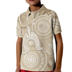 50 Years Deadly NAIDOC Week 2026 Personalised Kid Polo Shirt Dhari Beige Indigenous Art