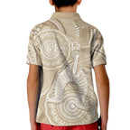 50 Years Deadly NAIDOC Week 2026 Personalised Kid Polo Shirt Dhari Beige Indigenous Art