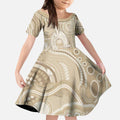 50 Years Deadly NAIDOC Week 2026 Personalised Kid Short Sleeve Dress Dhari Beige Indigenous Art