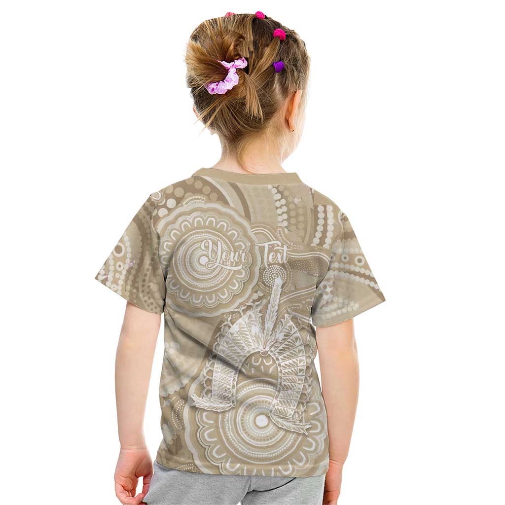 50 Years Deadly NAIDOC Week 2026 Personalised Kid T Shirt Dhari Beige Indigenous Art