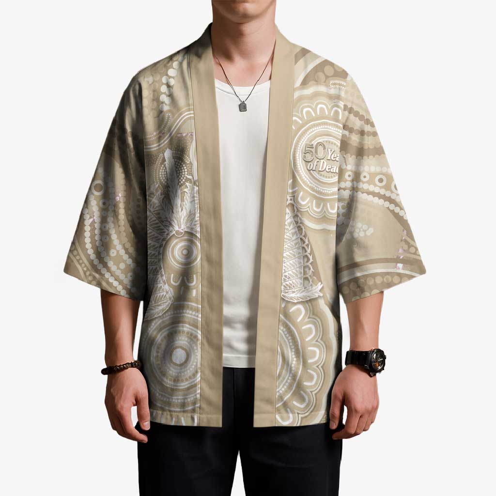 50 Years Deadly NAIDOC Week 2026 Personalised Kimono Dhari Beige Indigenous Art