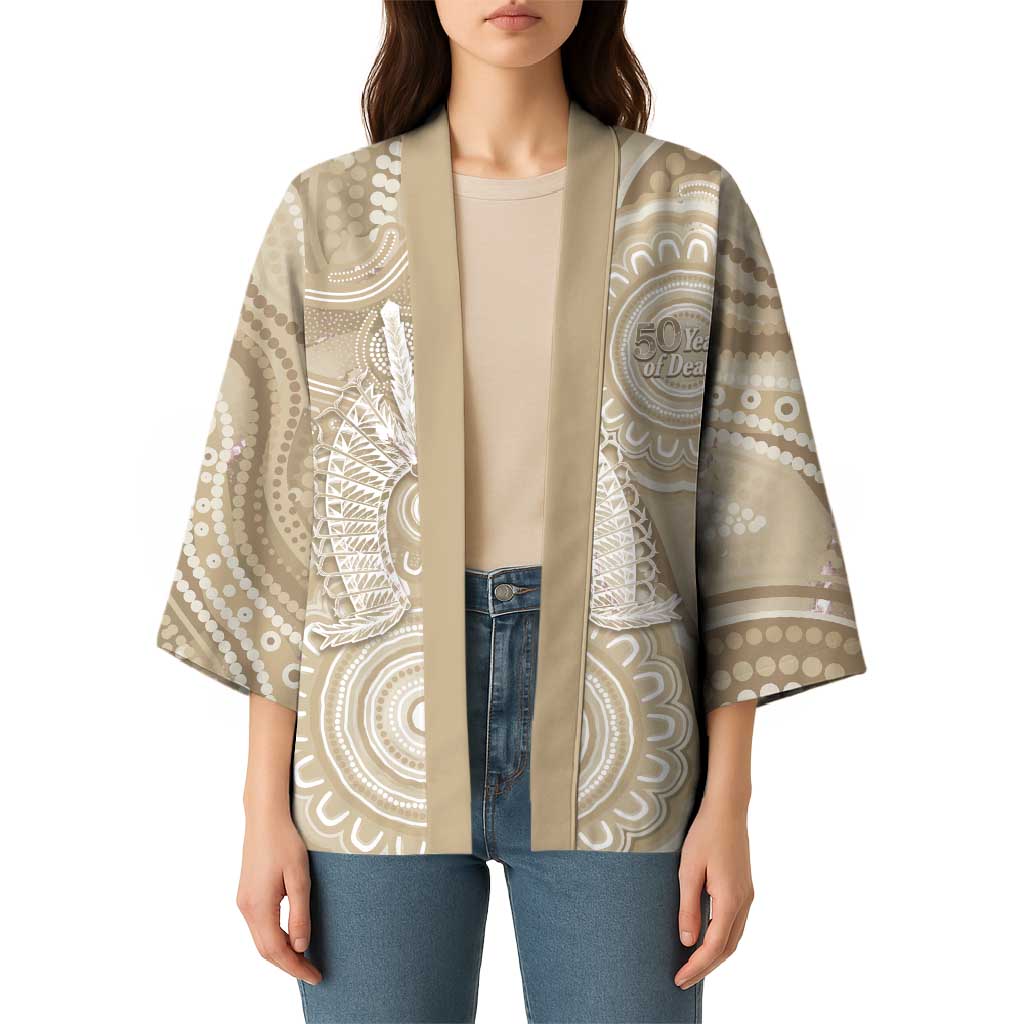 50 Years Deadly NAIDOC Week 2026 Personalised Kimono Dhari Beige Indigenous Art