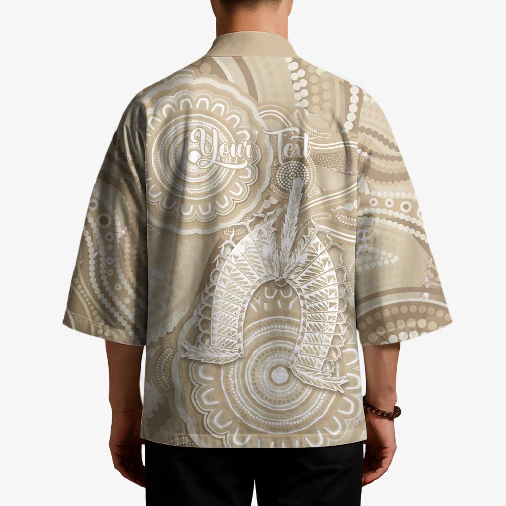 50 Years Deadly NAIDOC Week 2026 Personalised Kimono Dhari Beige Indigenous Art