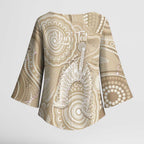 50 Years Deadly NAIDOC Week 2026 Personalised Kimono Sleeve Blouse Dhari Beige Indigenous Art