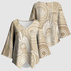 50 Years Deadly NAIDOC Week 2026 Personalised Kimono Sleeve Blouse Dhari Beige Indigenous Art