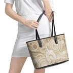 50 Years Deadly NAIDOC Week 2026 Personalised Leather Tote Bag Dhari Beige Indigenous Art