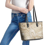 50 Years Deadly NAIDOC Week 2026 Personalised Leather Tote Bag Dhari Beige Indigenous Art