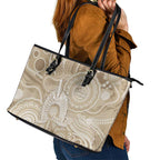 50 Years Deadly NAIDOC Week 2026 Personalised Leather Tote Bag Dhari Beige Indigenous Art