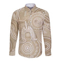 50 Years Deadly NAIDOC Week 2026 Personalised Long Sleeve Button Shirt Dhari Beige Indigenous Art